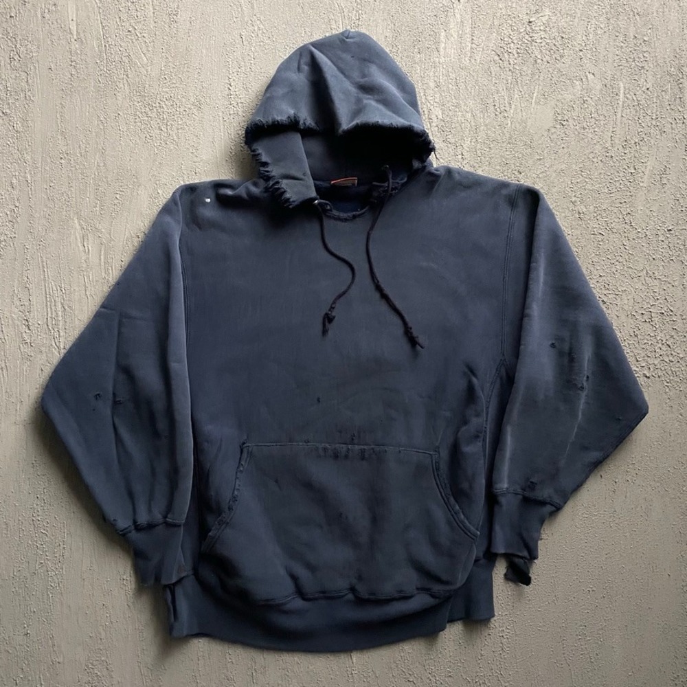 Vintage Lee Distressed blank Hoodie Men XL Navy Blue 90s